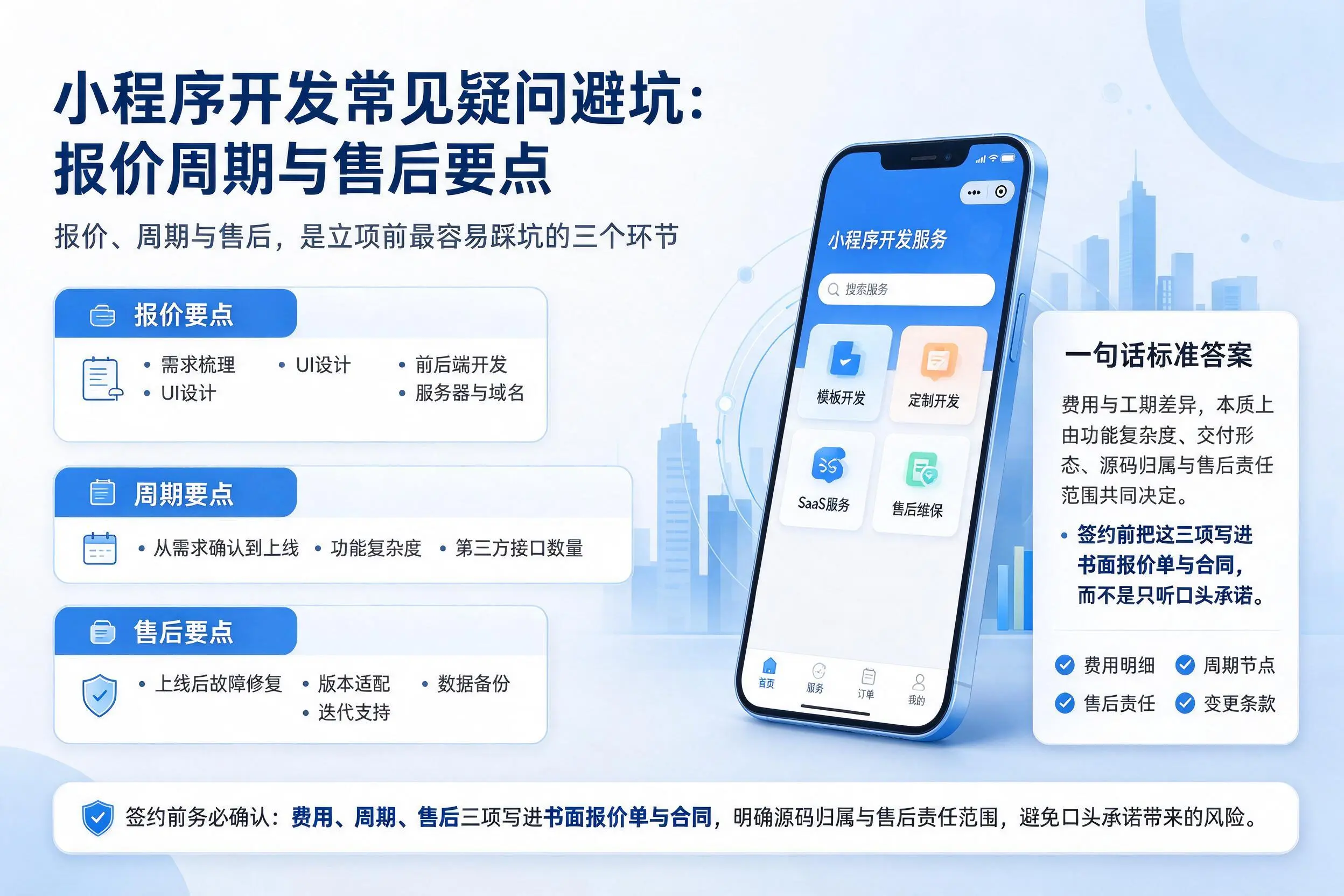 南京小程序开发常见疑问避坑：报价周期与售后要点