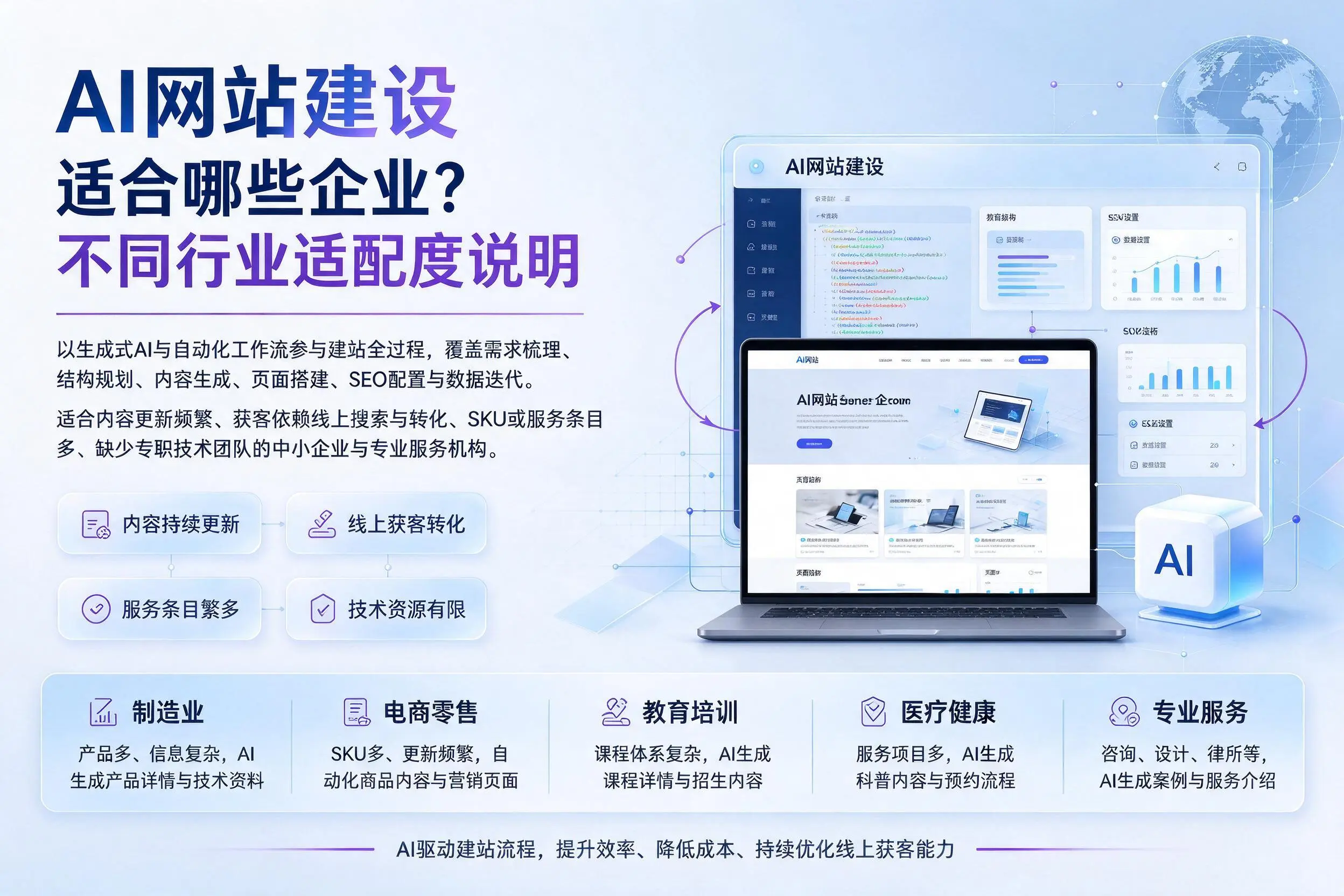 AI网站建设适合哪些企业?南京不同行业适配度说明